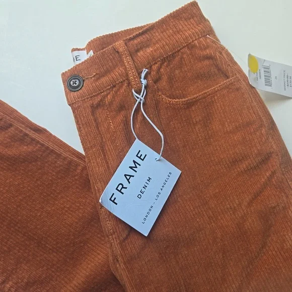 FRAME Denim High-Rise Straight Fit Amber Cuordoroys-Size 24
